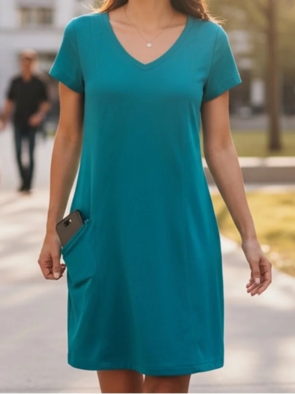 Toad&Co Tech Tomboy Cap Sleeve Dress Teal Blue Pocket Outdoor Athletic Small